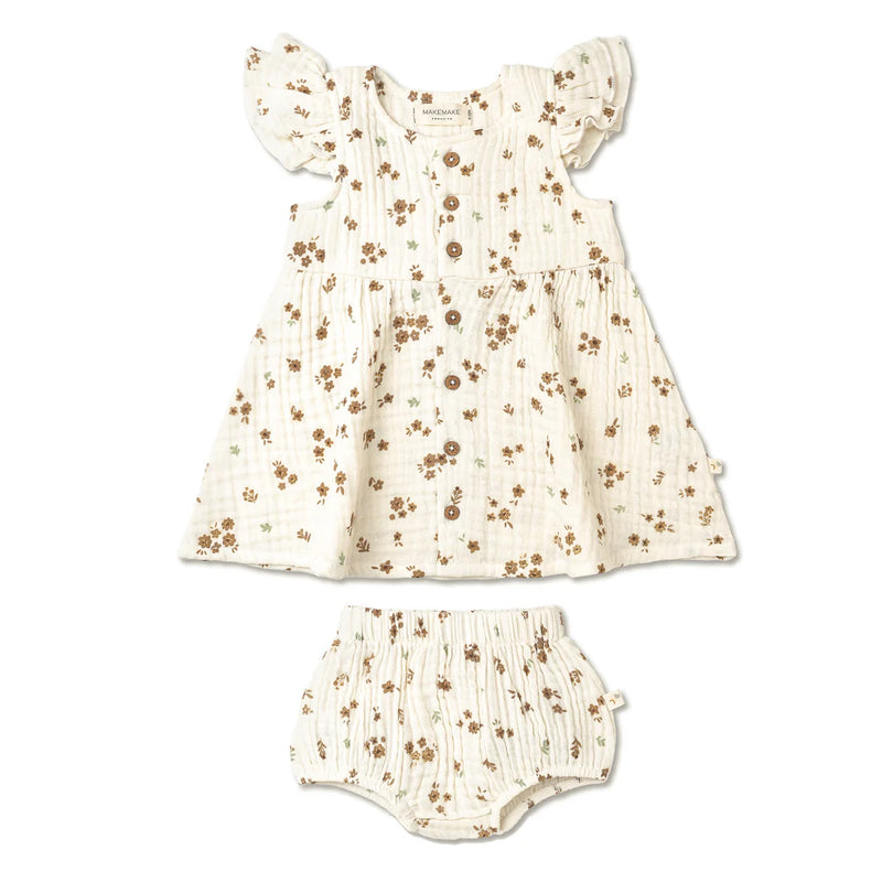 Organic Button Flutter Dress - Bohemia