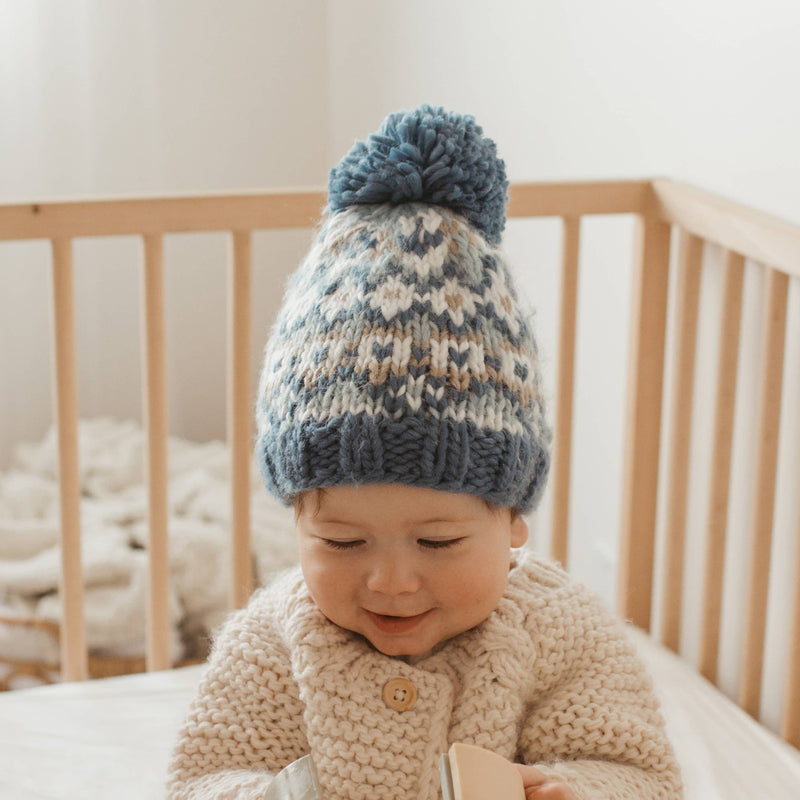 Fairisle Slate Beanie Hat Baby & Kids