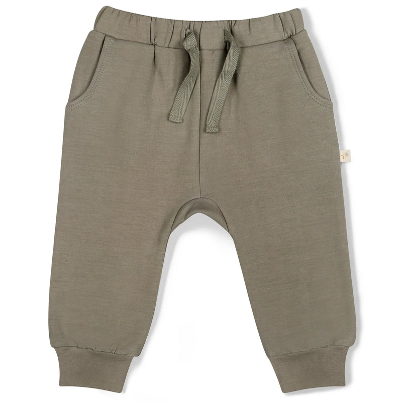 Olive Organic Fleece Jogger Pants