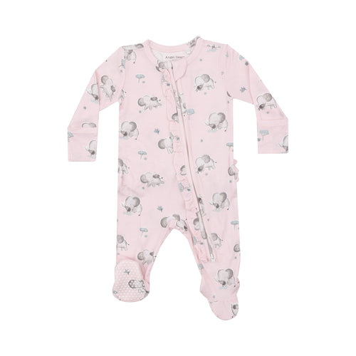 Gray Elephants 2 Way Zipper Footie