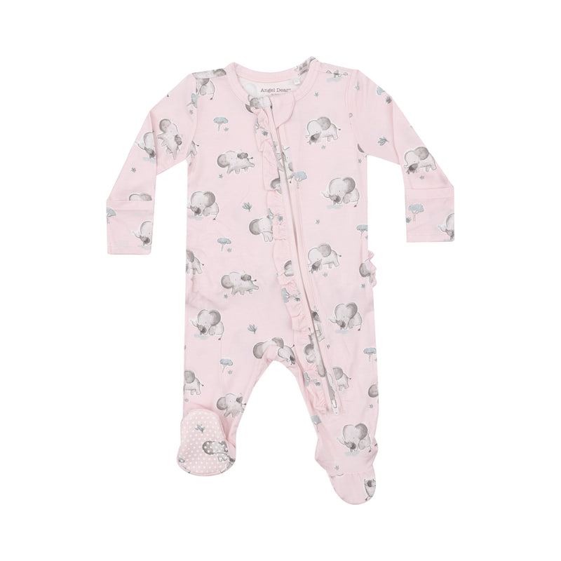 Gray Elephants 2 Way Zipper Footie