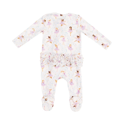 Bow Ballerinas 2 Way Zipper Ruffle Footie
