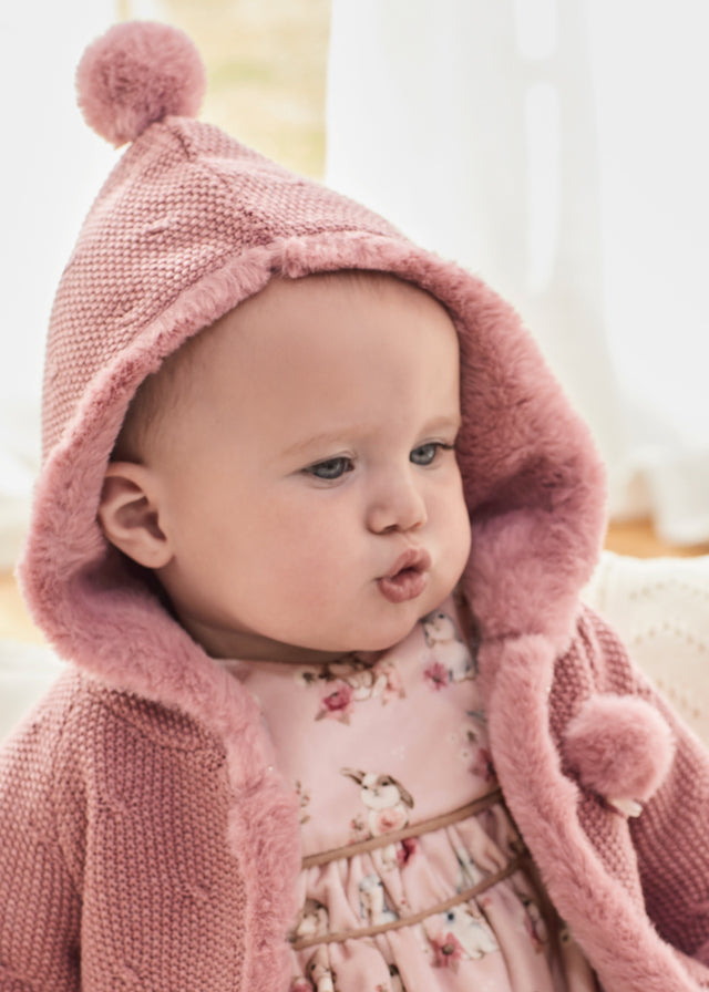 Pink Pompom Cardigan