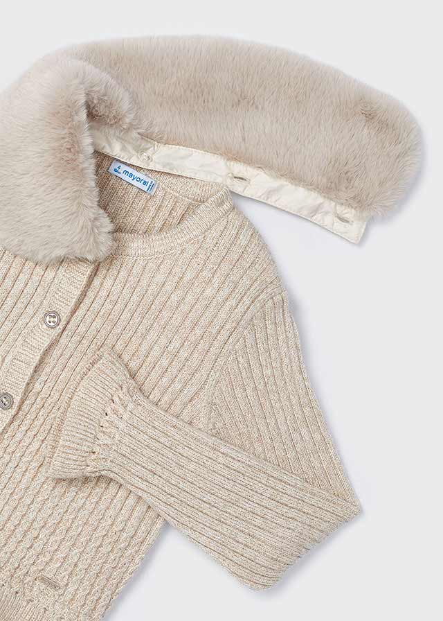 Faux Fur Collar Cardigan