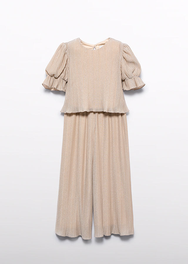 Golden Pleated Knit Trouser Set