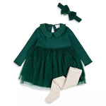 Green Ribbed Dress Set