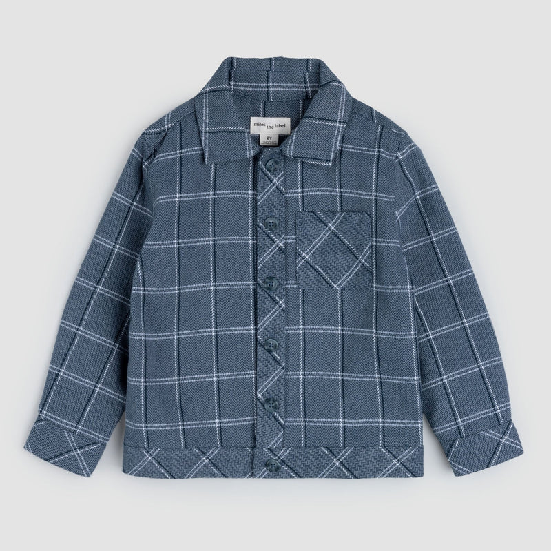 Navy Plaid Tweed Shirt