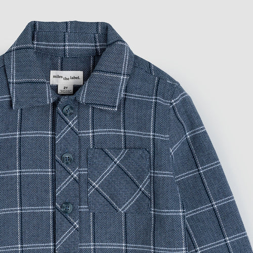 Navy Plaid Tweed Shirt