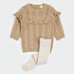 Light Taupe Knit Sweater Dress Set