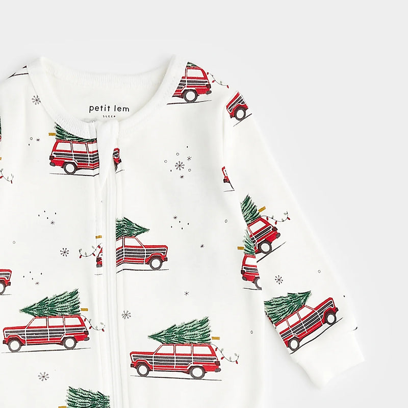 Festive Cars Print on Off-White Sleeper