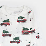 Festive Cars Print on Off-White PJ Set