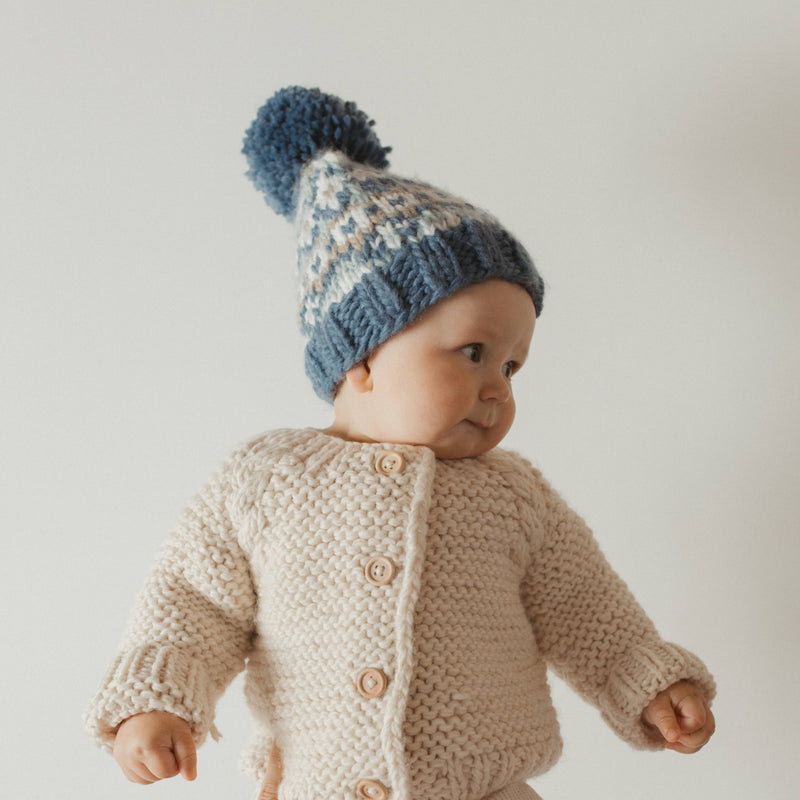 Fairisle Slate Beanie Hat Baby & Kids