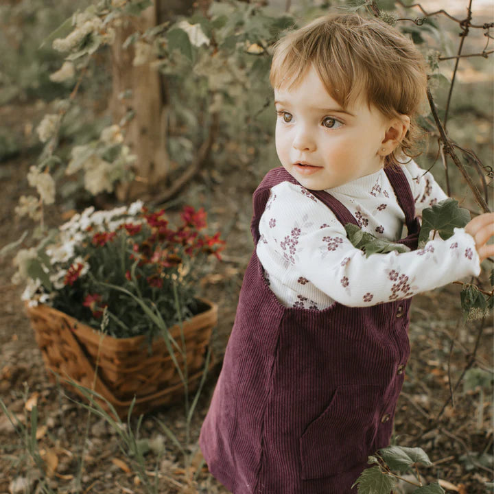 Plum Corduroy Overall Dress Set