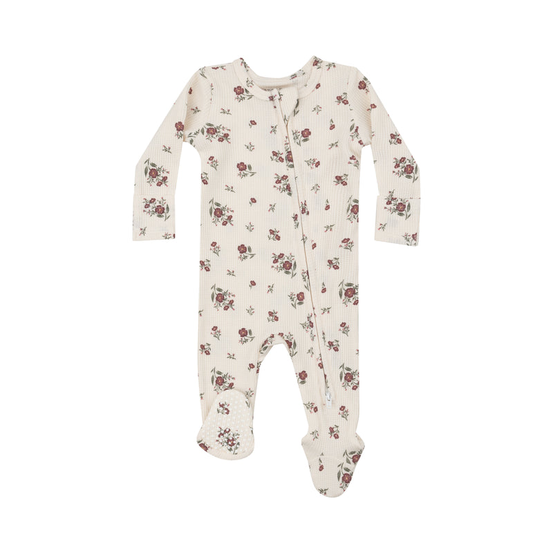 Misty Rose Floral 2 Way Zipper Footie