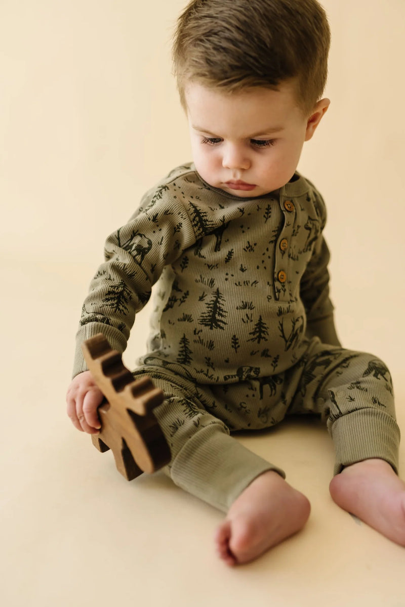 Forest Folk Organic Button Romper