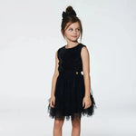 Sleeveless Dress With Tulle Skirt Black