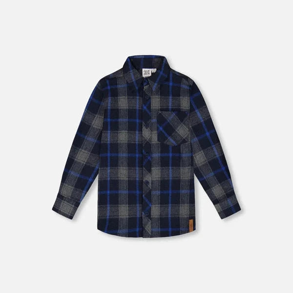 Navy & Gray Plaid Shirt