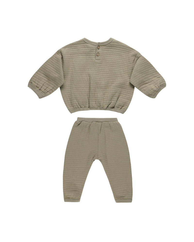 Textured Sweat Set || Olive