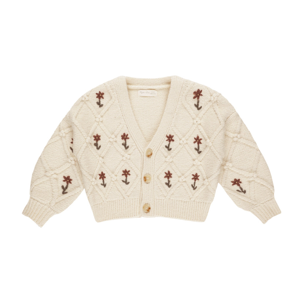 Boxy Crop Cardigan || Winter Floral Embroidery