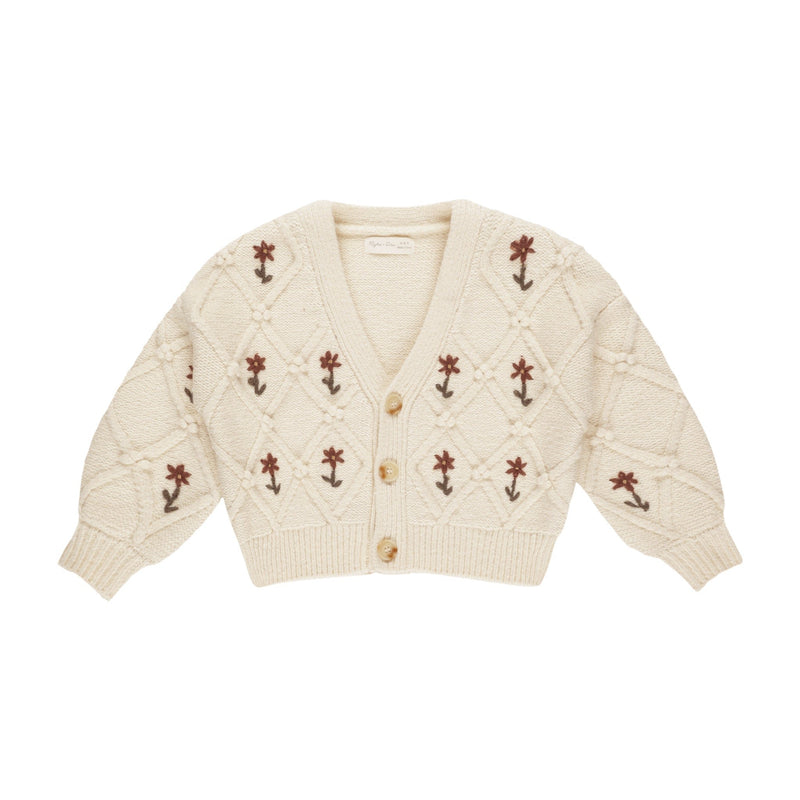 Boxy Crop Cardigan || Winter Floral Embroidery