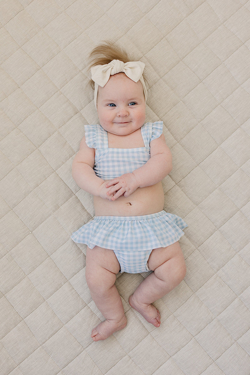 Light Blue Gingham Ruffle Bikini Set *Online Exclusive*