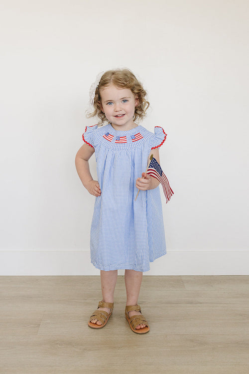 Flag Gingham Smocked Dress *Online Exclusive*