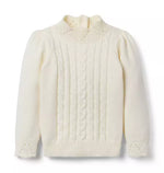 Ivory Pointelle Cable Knit Sweater