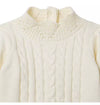 Ivory Pointelle Cable Knit Sweater