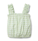 Checked Ruffle Strap Top