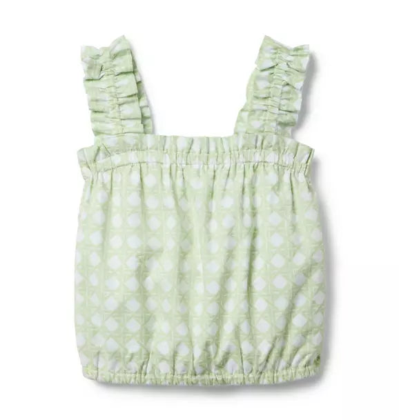Checked Ruffle Strap Top