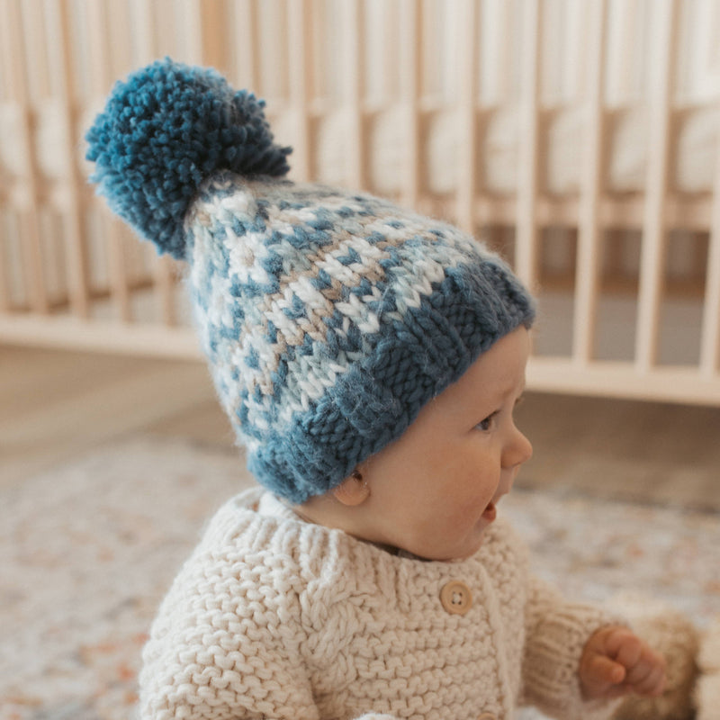 Fairisle Slate Beanie Hat Baby & Kids