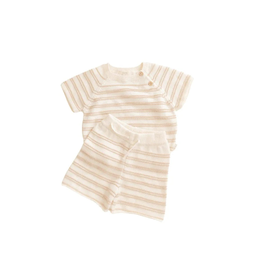 Organic Cotton Knit Stripe Short Set